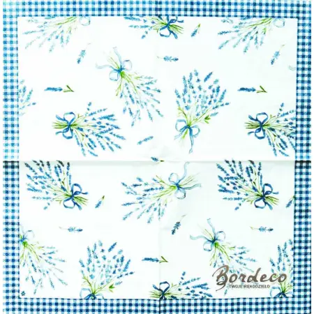Serwetka do decoupage drobne bukiety lawendy 33x33 CLAYRE@EEF Unikat