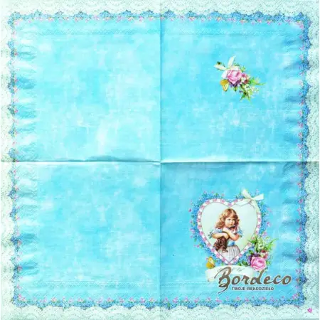 Serwetka do decoupage portret dziewczynki z kotem  33x33 CLAYRE@EEF Unikat