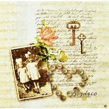 Serwetka do decoupage wspomnienia w stylu vintage 33x33 CLAYRE@EEF Unikat