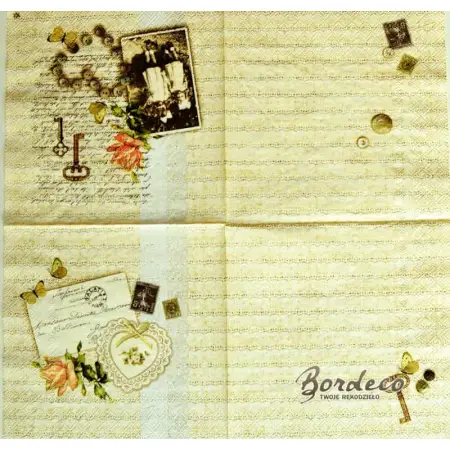 Serwetka do decoupage wspomnienia w stylu vintage 33x33 CLAYRE@EEF Unikat