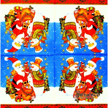 Serwetka do decoupage Mikołaj z bałwanem 33x33 DAISY Unikat