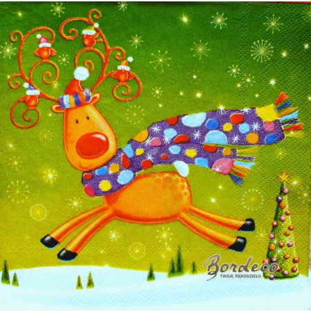 Serwetka do decoupage pingwin i renifer 33x33 DAISY