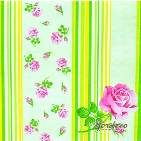 Serwetka do decoupage drobne różyczki i paski 33x33 DAISY Unikat