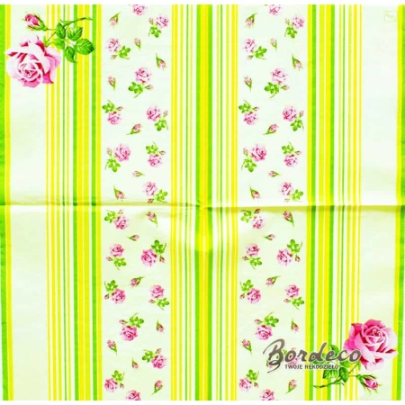 Serwetka do decoupage drobne różyczki i paski 33x33 DAISY Unikat