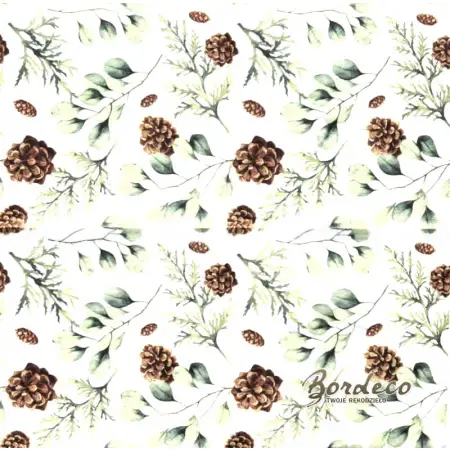 Serwetka do decoupage szyszki i eukaliptus 33x33 DAISY