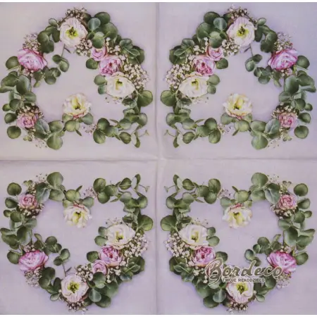 Serwetka do decoupage wianek serce 33x33 seria DAISY