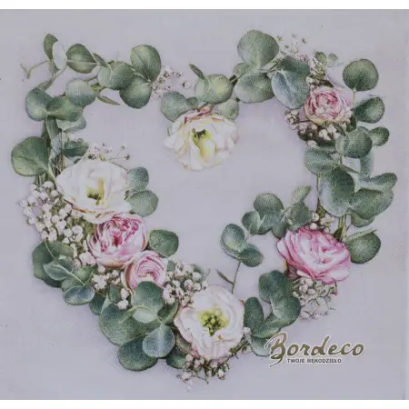 Serwetka do decoupage wianek serce 33x33 seria DAISY