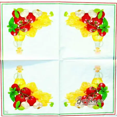 Serwetka do decoupage włoska kuchnia, pomidory, oliwa i makaron 33x33 DAISY Unikat