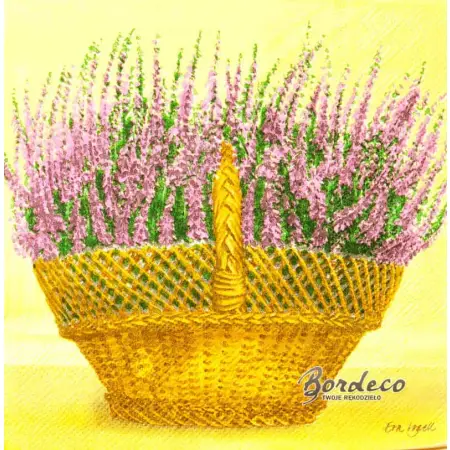 Serwetka do decoupage wrzos w wiklinowym koszu 33x33 DESIGN20+ Unikat