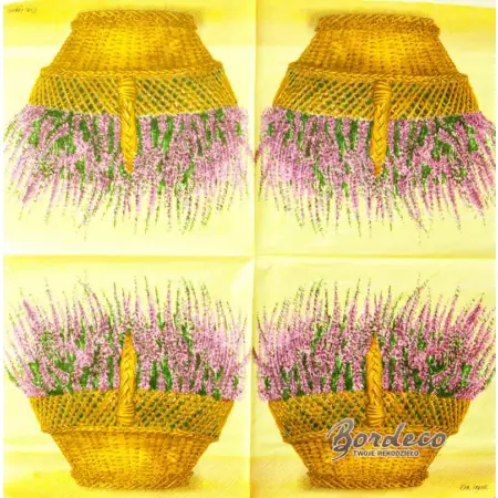 Serwetka do decoupage wrzos w wiklinowym koszu 33x33 DESIGN20+ Unikat