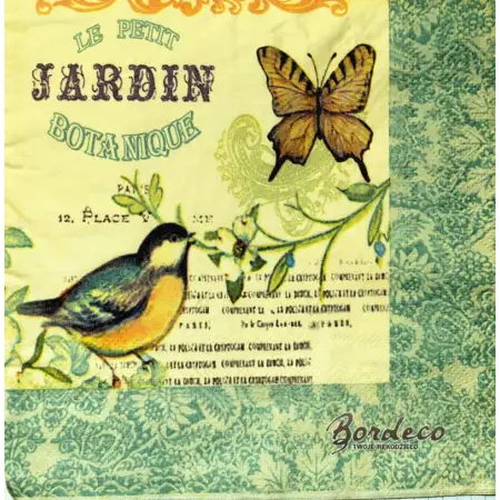 Serwetka do decoupage Le Jardin ptaszki motyl vintge 33x33 DESIGN20+ Unikat