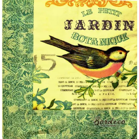 Serwetka do decoupage Le Jardin ptaszki motyl vintge 33x33 DESIGN20+ Unikat