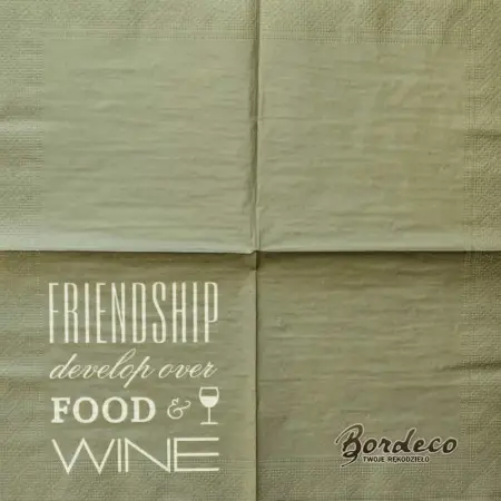 Serwetka do decoupage Friendship develop over food & wine 33x33 DUKA Unikat