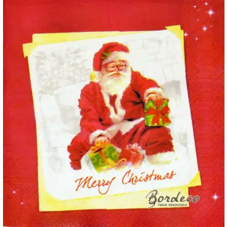 Serwetka do decoupage Mikołaj z prezentami 33x33 DUNI. Unikat