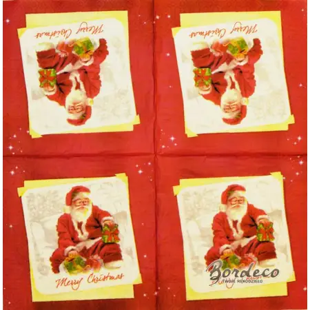 Serwetka do decoupage Mikołaj z prezentami 33x33 DUNI. Unikat