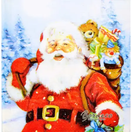 Serwetka do decoupage Mikołaj z workiem prezentów 33x33 DUNI. Unikat