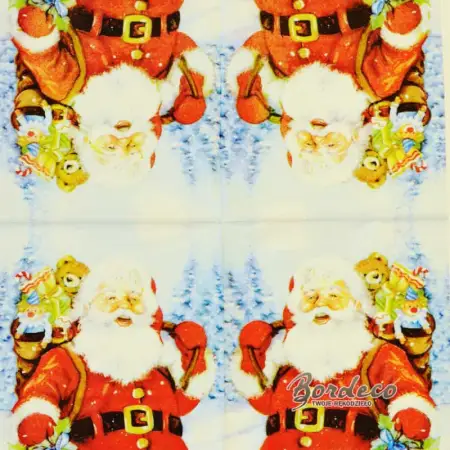 Serwetka do decoupage Mikołaj z workiem prezentów 33x33 DUNI. Unikat