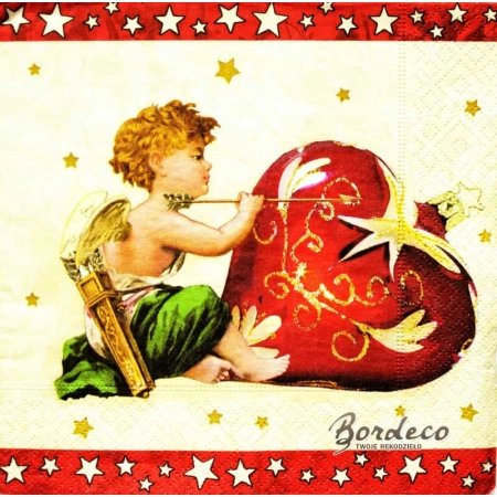 Serwetka do decoupage amorki z bombkami 33x33 DUNI Unikat