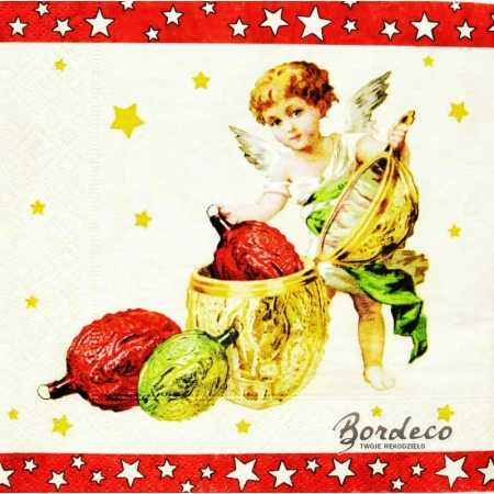 Serwetka do decoupage amorki z bombkami 33x33 DUNI Unikat