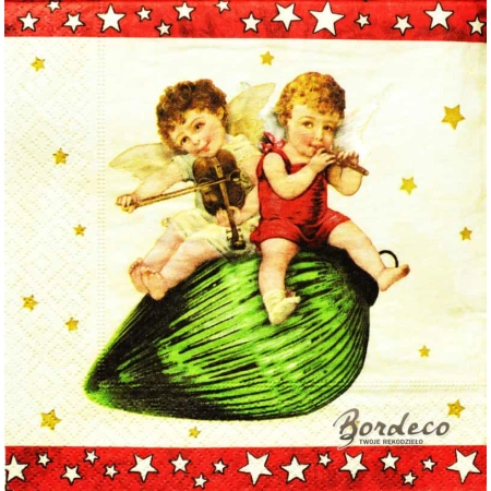Serwetka do decoupage amorki z bombkami 33x33 DUNI Unikat