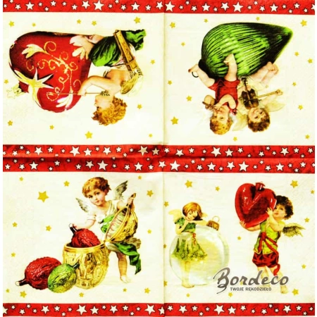 Serwetka do decoupage amorki z bombkami 33x33 DUNI Unikat