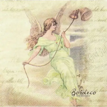 Serwetka do decoupage anioł z dzwonami 33x33 DUNI. Unikat