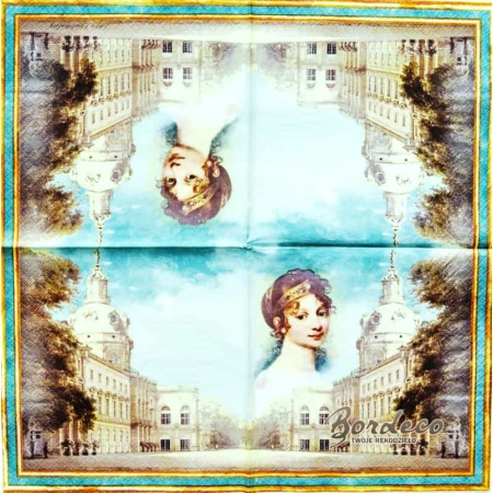 Serwetka do decoupage królowa Zofia i jej pałac Charlottenburg 33x33 DUNI Unikat