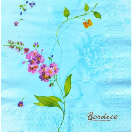 Serwetka do decoupage kwiaty na błękicie 33x33 DUNI Unikat