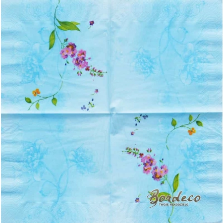 Serwetka do decoupage kwiaty na błękicie 33x33 DUNI Unikat