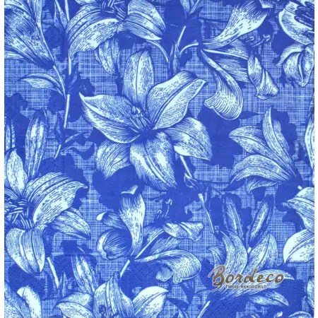 Serwetka do decoupage niebieskie lilie 33x33 DUNI. Unikat