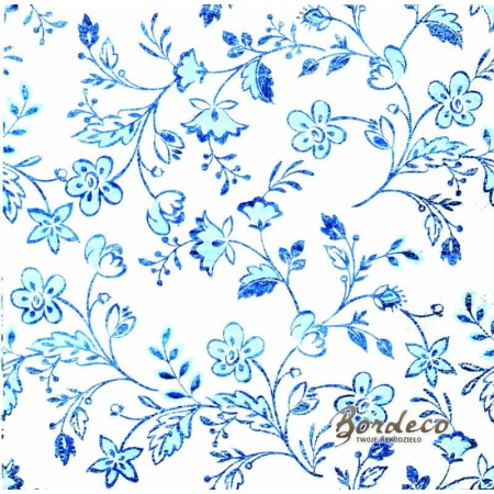 Serwetka do decoupage niebieskie ludowe wzory kwiatowe  33x33 DUNI. Unikat