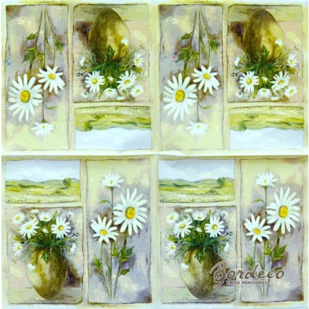 Serwetka do decoupage pastelowe margaretki 33x33 DUNI