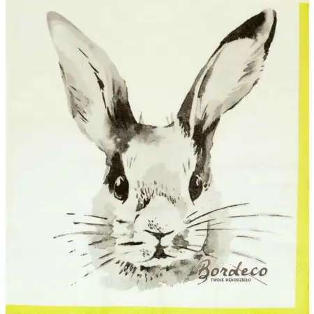 Serwetka do decoupage malowany portret królika 33x33 DUNI. Unikat