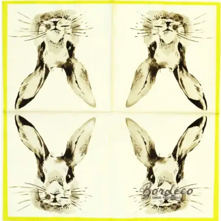 Serwetka do decoupage malowany portret królika 33x33 DUNI. Unikat