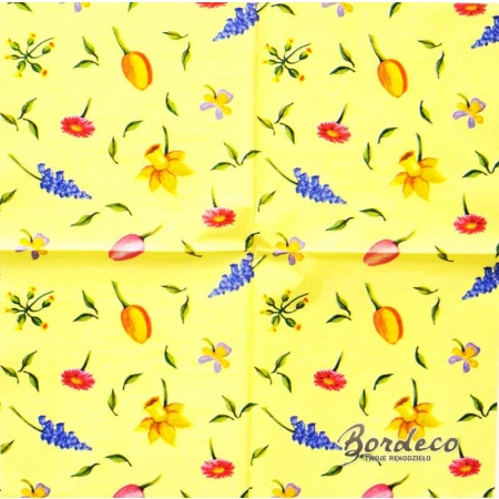 Serwetka do decoupage drobne wiosenne kwiaty 33x33 DUNI. Unikat