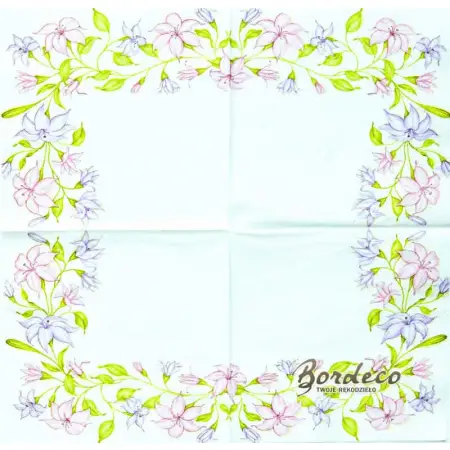 Serwetka do decoupage malowane różowe i fioletowe kwiaty 33x33 DAISY Unikat