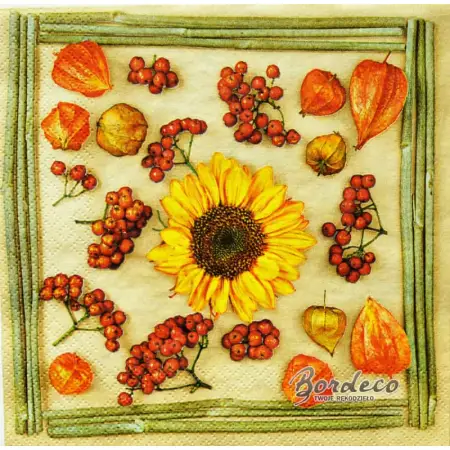 Serwetka do decoupage jesienne rośliny 33x33 DAISY Unikat