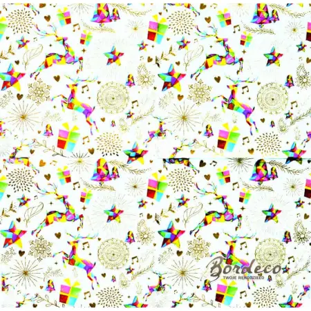 Serwetka do decoupage tęczowe jelenie, gwiazdki i dzwonki 33x33 Daisy Unikat