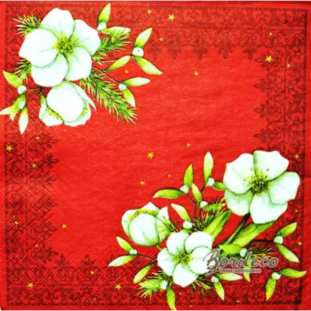 Serwetka do decoupage kompozycja ciemiernika z jemiołą 33x33 DAISY Unikat