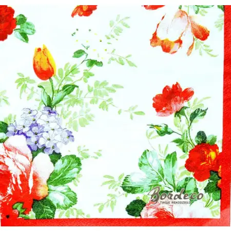 Serwetka do decoupage malowane kwiaty róże i hortensje DAISY Unikat