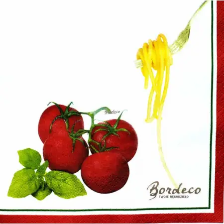 Serwetka do decoupage włoska kuchnia pomidory, makaron  i bazylia 33x33 DAISY Unikat