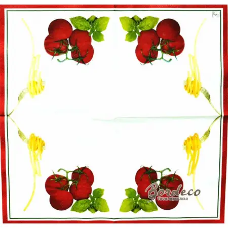 Serwetka do decoupage włoska kuchnia pomidory, makaron  i bazylia 33x33 DAISY Unikat