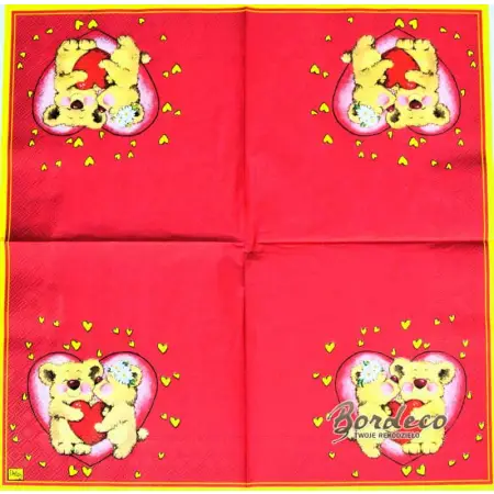 Serwetka do decoupage zakochane misie 33x33 DAISY Unikat
