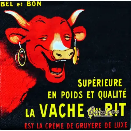 Serwetka do decoupage uśmiechnięta czerwona krowa 33x33 EDITIONS CLOUET Unikat