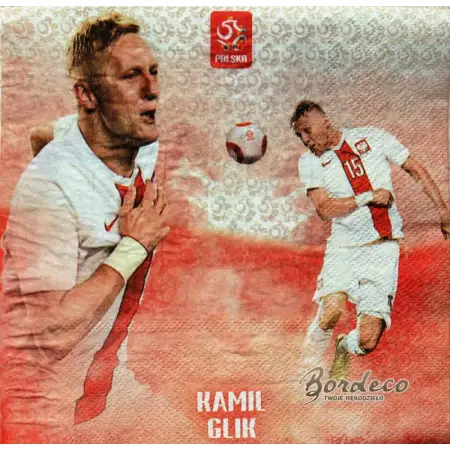 Serwetka do decoupage piłkarze Lewandowski, Milik, Glik, Krychowiak  33x33 GODAN Unikat