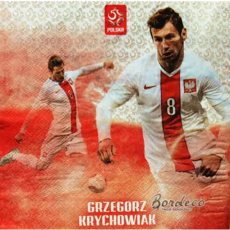 Serwetka do decoupage piłkarze Lewandowski, Milik, Glik, Krychowiak  33x33 GODAN Unikat