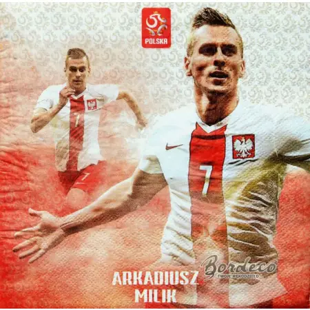 Serwetka do decoupage piłkarze Lewandowski, Milik, Glik, Krychowiak  33x33 GODAN Unikat