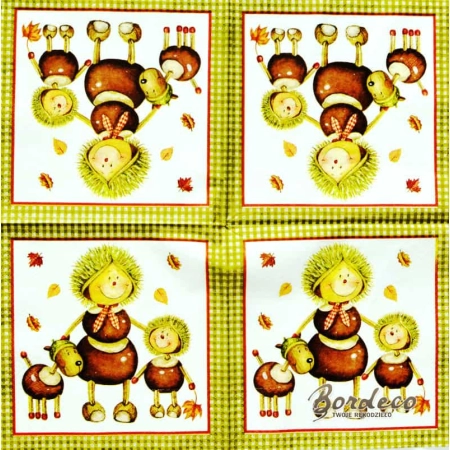 Serwetka decoupage kasztanowe ludziki 33x33 GOMAR