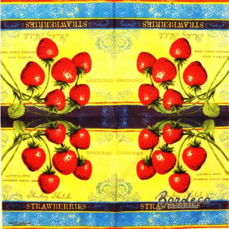 Serwetka decoupage truskawki 33x33 GOMAR Unikat