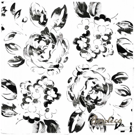 Serwetka do decoupage kwiaty szara akwarela 33x33 GREENGATE Unikat